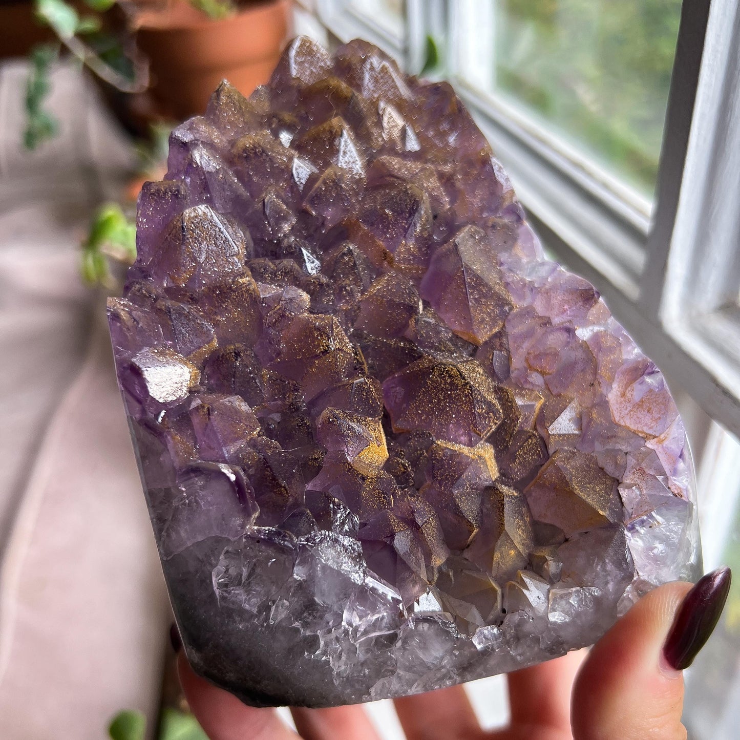 Sugar Druzy Amethyst Cathedral w/ Hematite