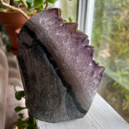 Sugar Druzy Amethyst Cathedral w/ Hematite