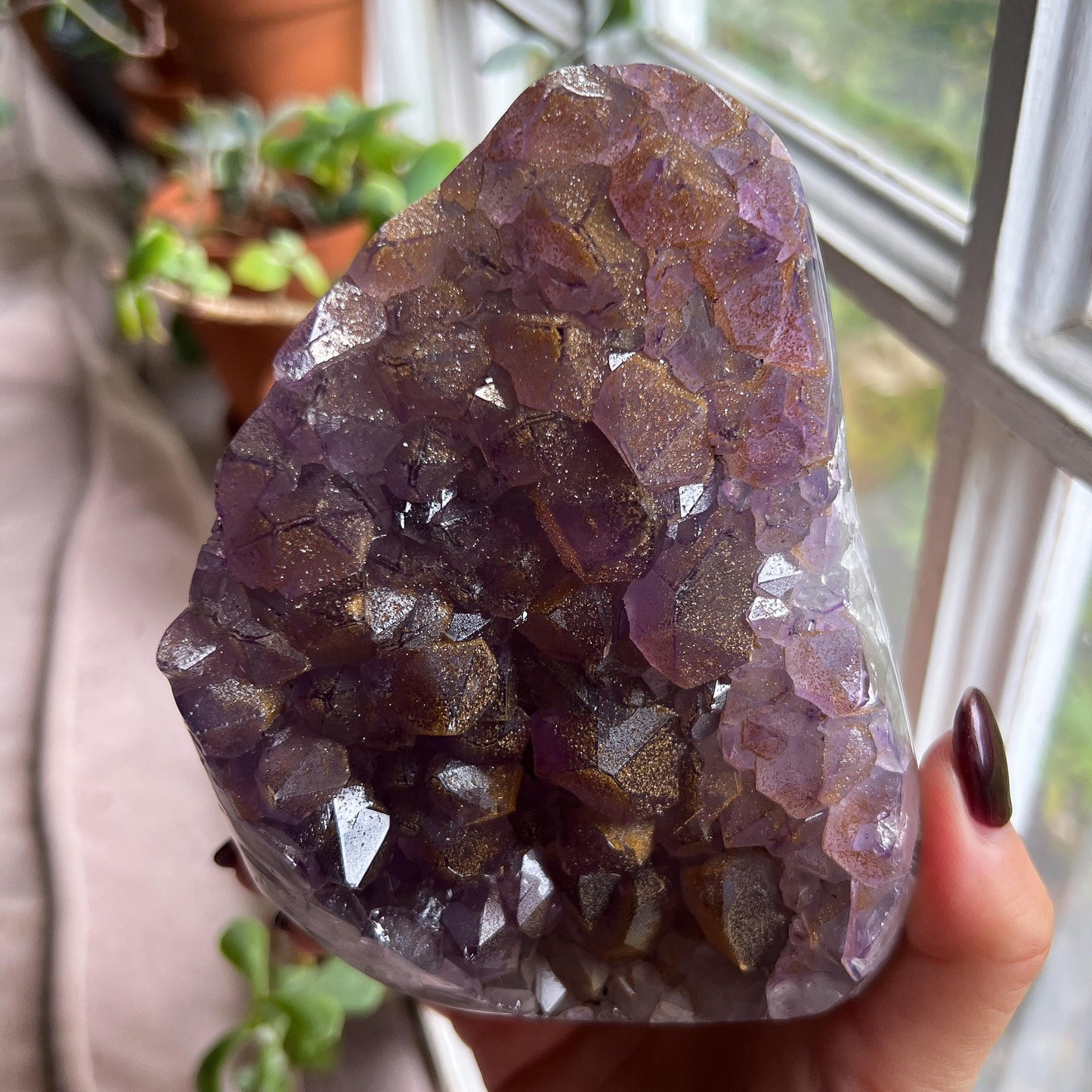 Sugar Druzy Amethyst Cathedral w/ Hematite
