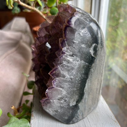 Sugar Druzy Amethyst Cathedral w/ Hematite