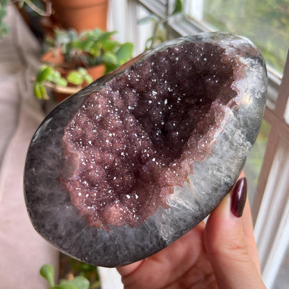 Pink Amethyst Druzy Geode