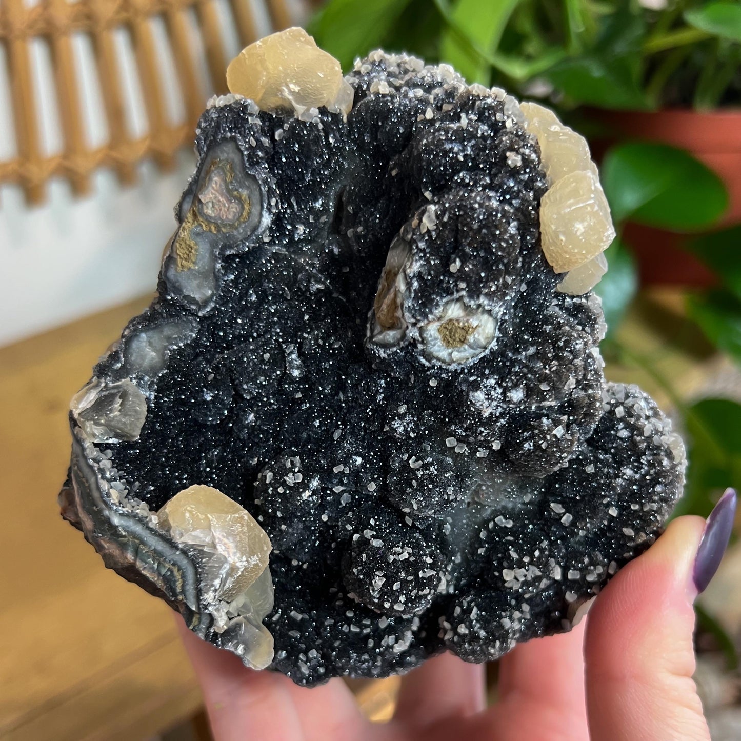 Black Amethyst Calcite Geode