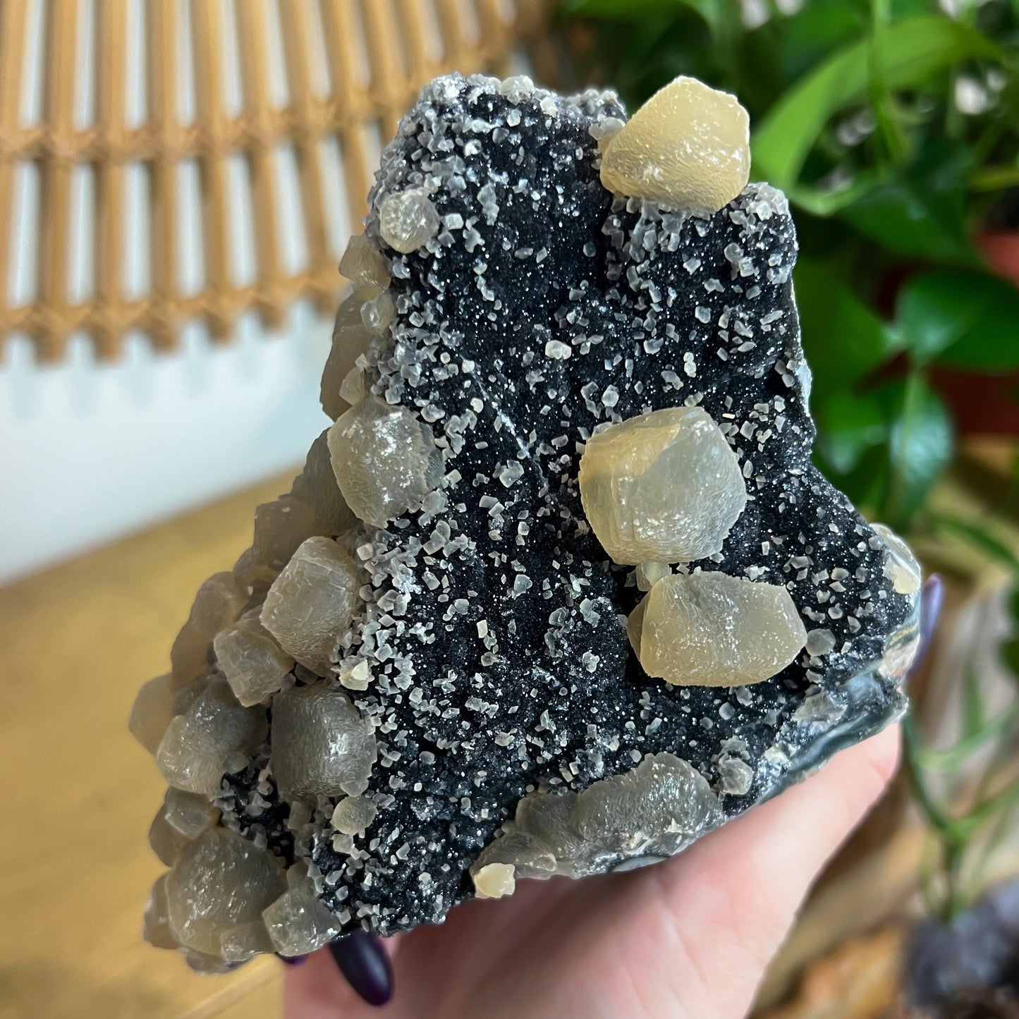 Black Amethyst Calcite Geode