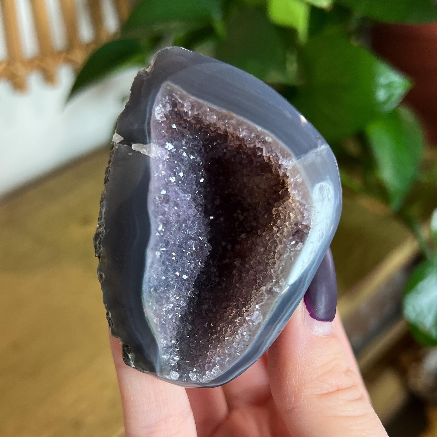 Druzy Amethyst Agate Cave: Crystal from Uruguay, Grounding Cleansing Stone