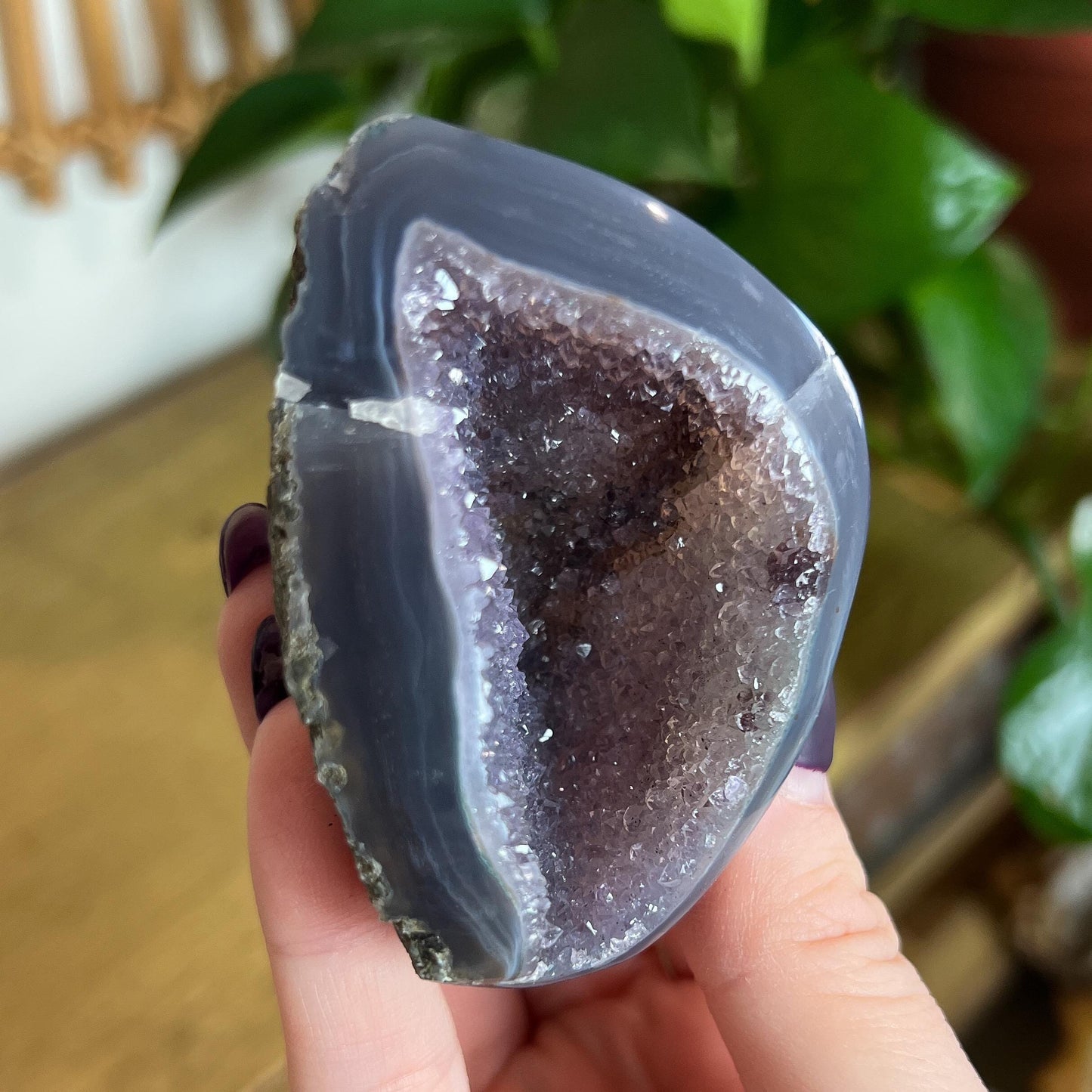 Druzy Amethyst Agate Cave: Crystal from Uruguay, Grounding Cleansing Stone