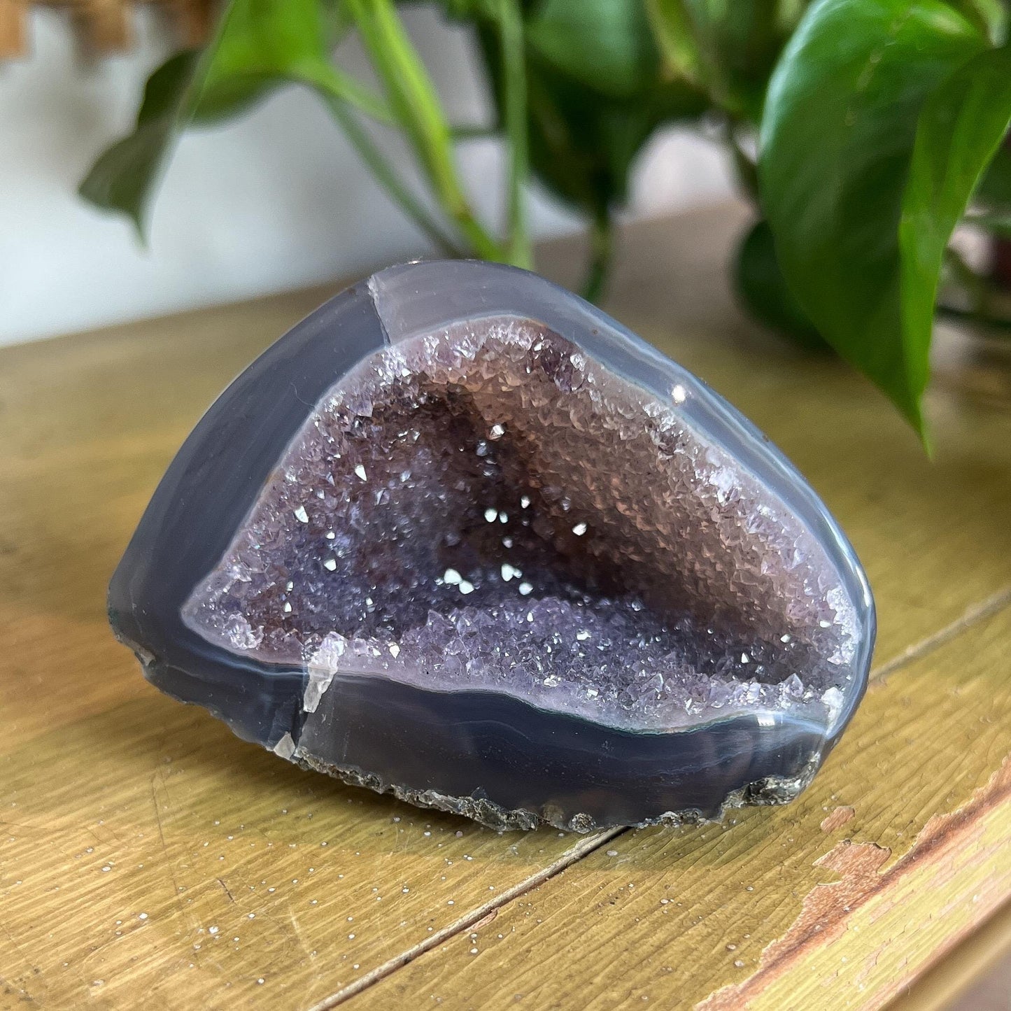 Druzy Amethyst Agate Cave: Crystal from Uruguay, Grounding Cleansing Stone