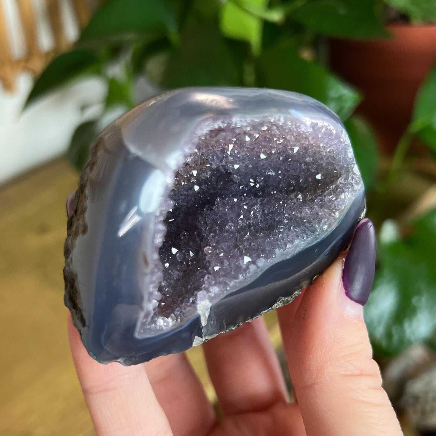 Druzy Amethyst Agate Cave: Crystal from Uruguay, Grounding Cleansing Stone