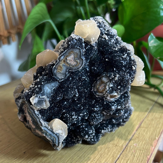 Black Amethyst Calcite Geode