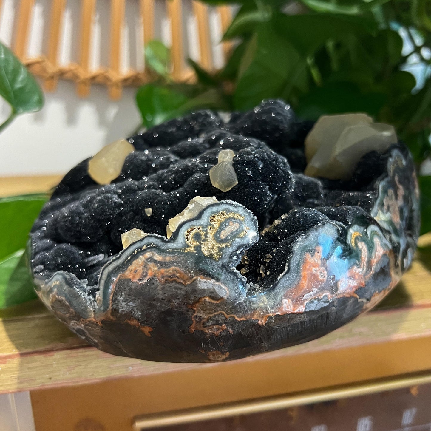Black Amethyst 4lb Calcite Geode