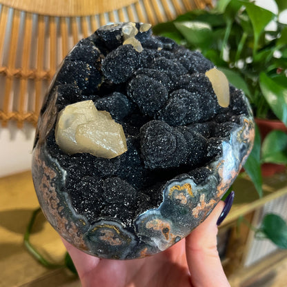 Black Amethyst 4lb Calcite Geode