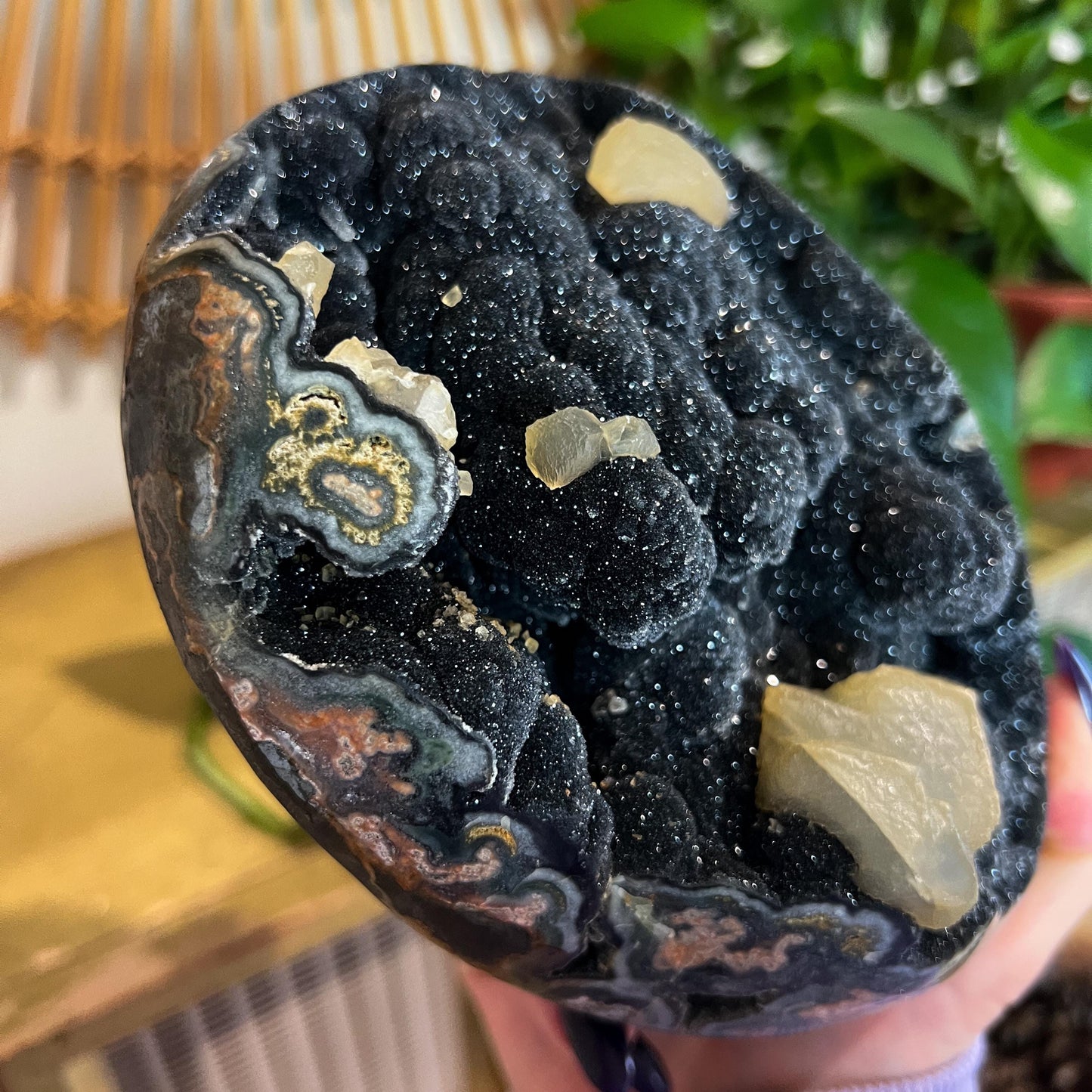 Black Amethyst 4lb Calcite Geode