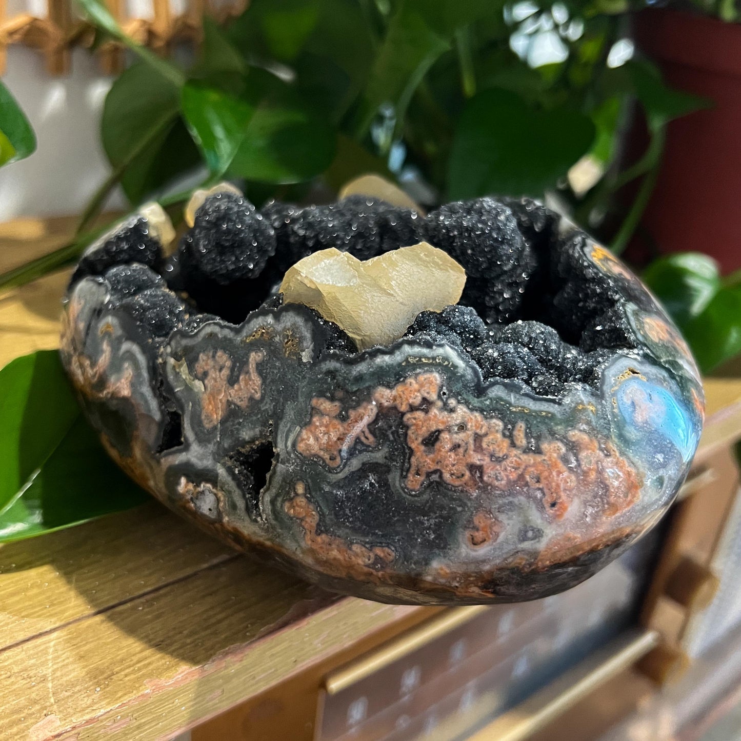 Black Amethyst 4lb Calcite Geode