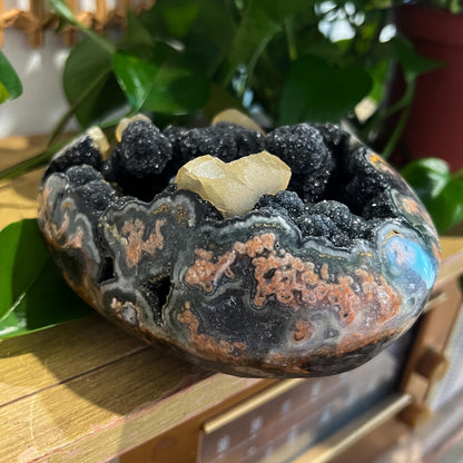 Black Amethyst 4lb Calcite Geode