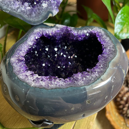 Druzy Amethyst Geode Pair