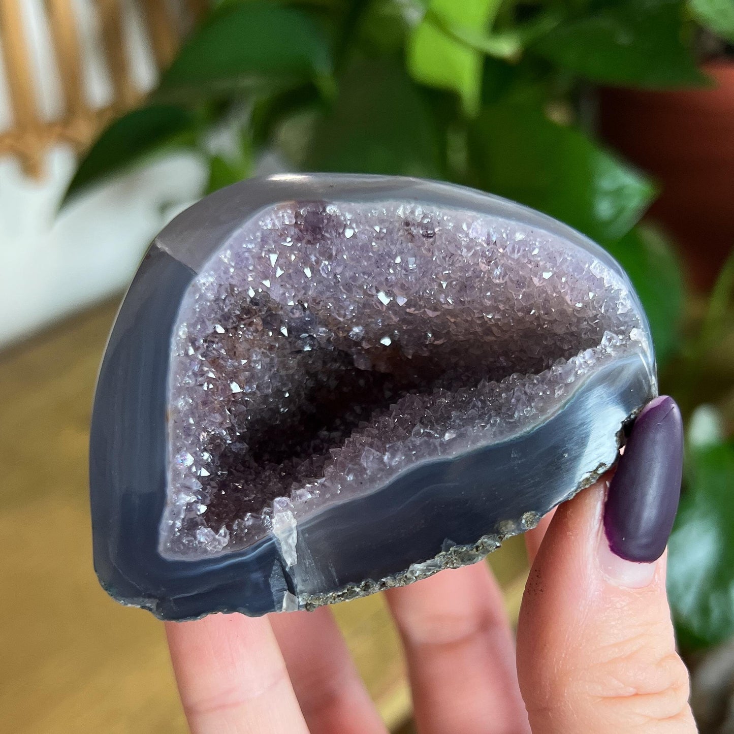 Druzy Amethyst Agate Cave: Crystal from Uruguay, Grounding Cleansing Stone