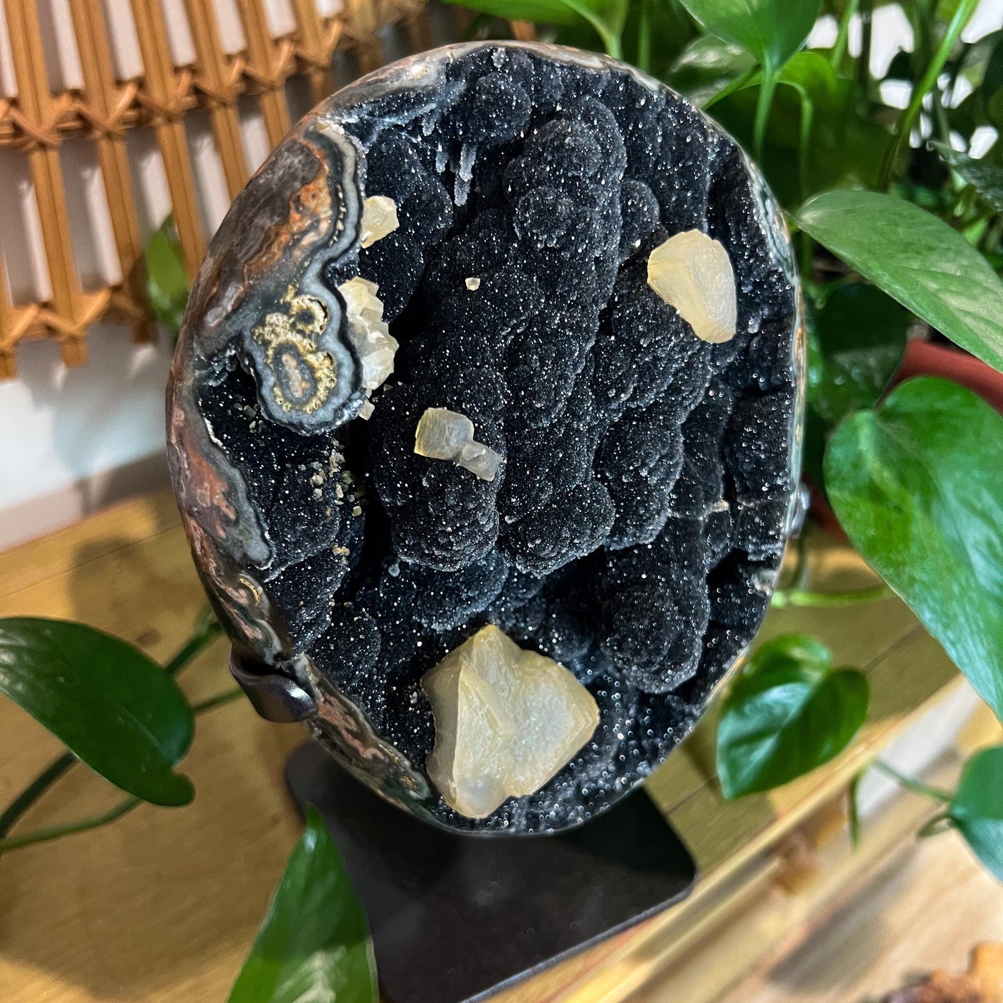 Black Amethyst 4lb Calcite Geode