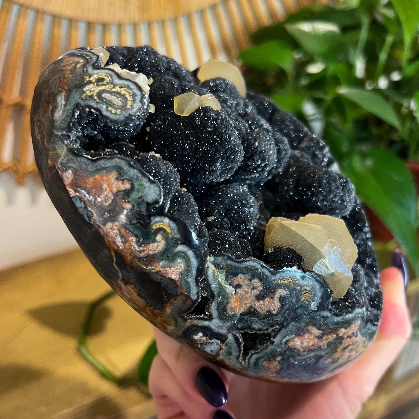 Black Amethyst 4lb Calcite Geode