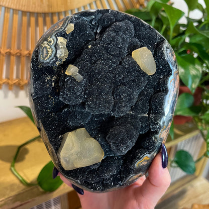 Black Amethyst 4lb Calcite Geode