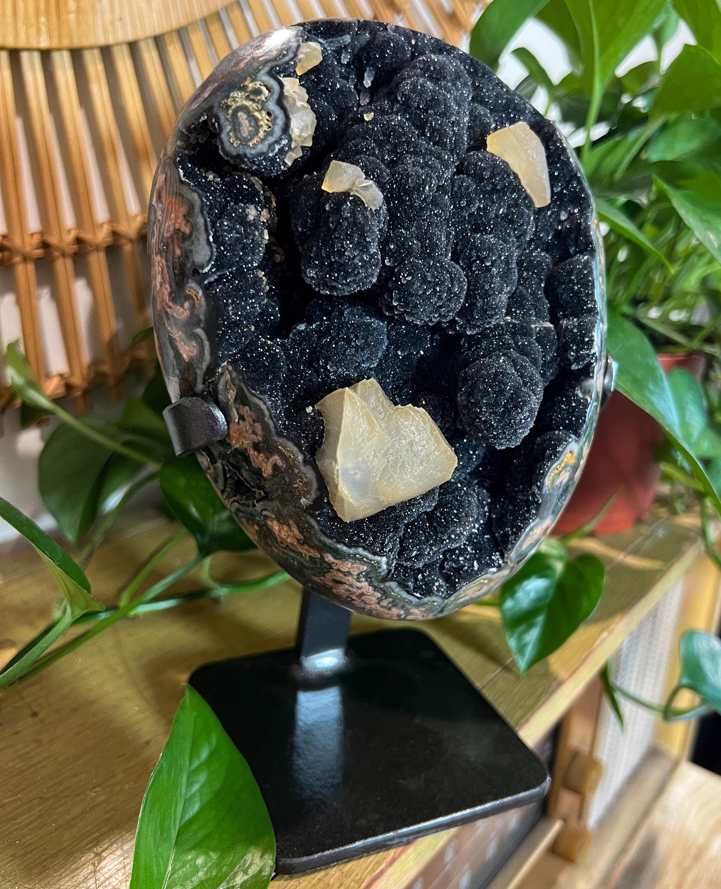 Black Amethyst 4lb Calcite Geode