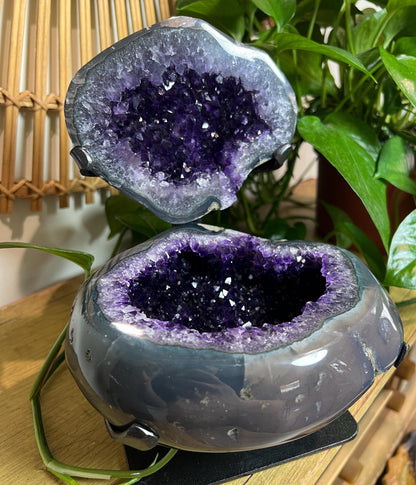 Druzy Amethyst Geode Pair