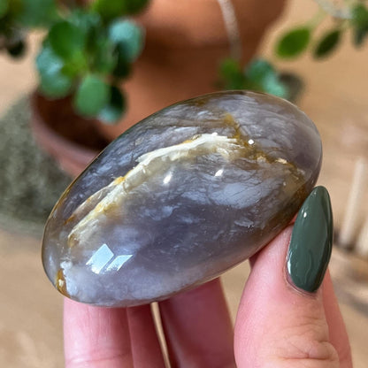 Purple Chalcedony Palm Stone