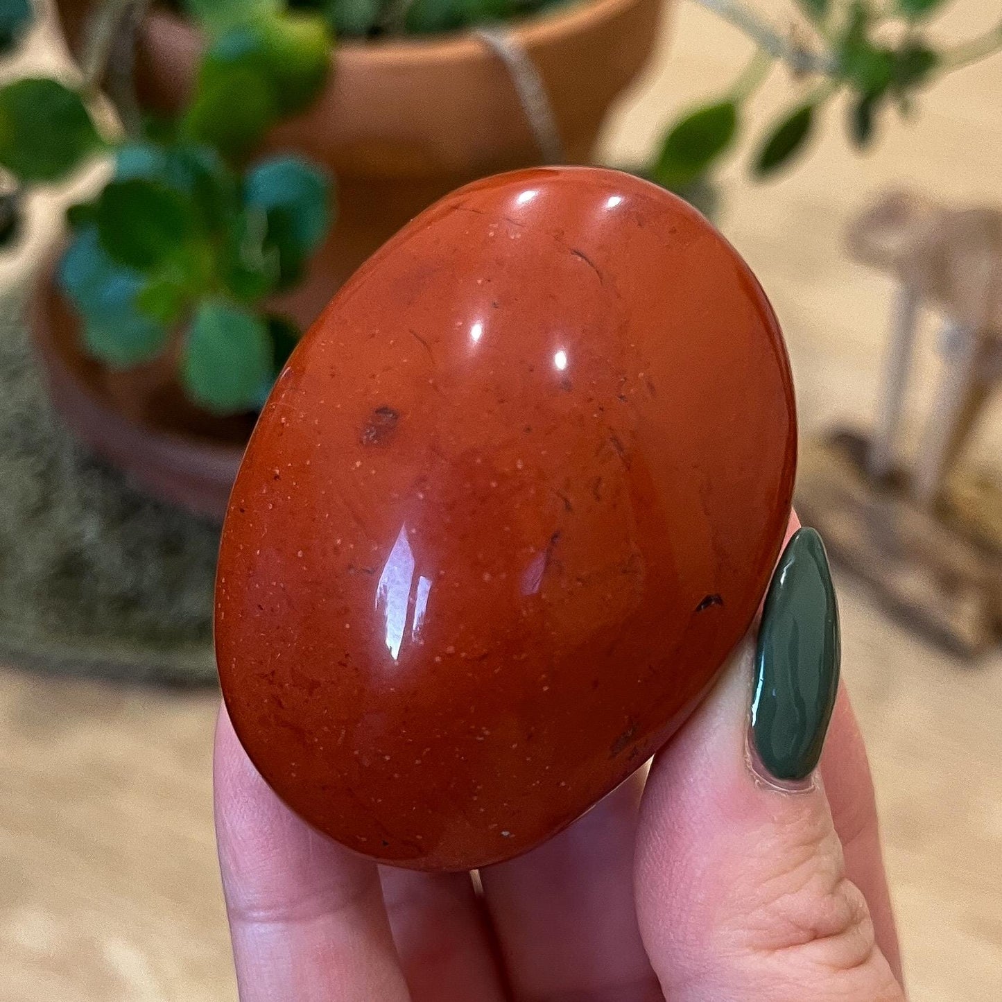 Red Jasper Quartz Palm Stone