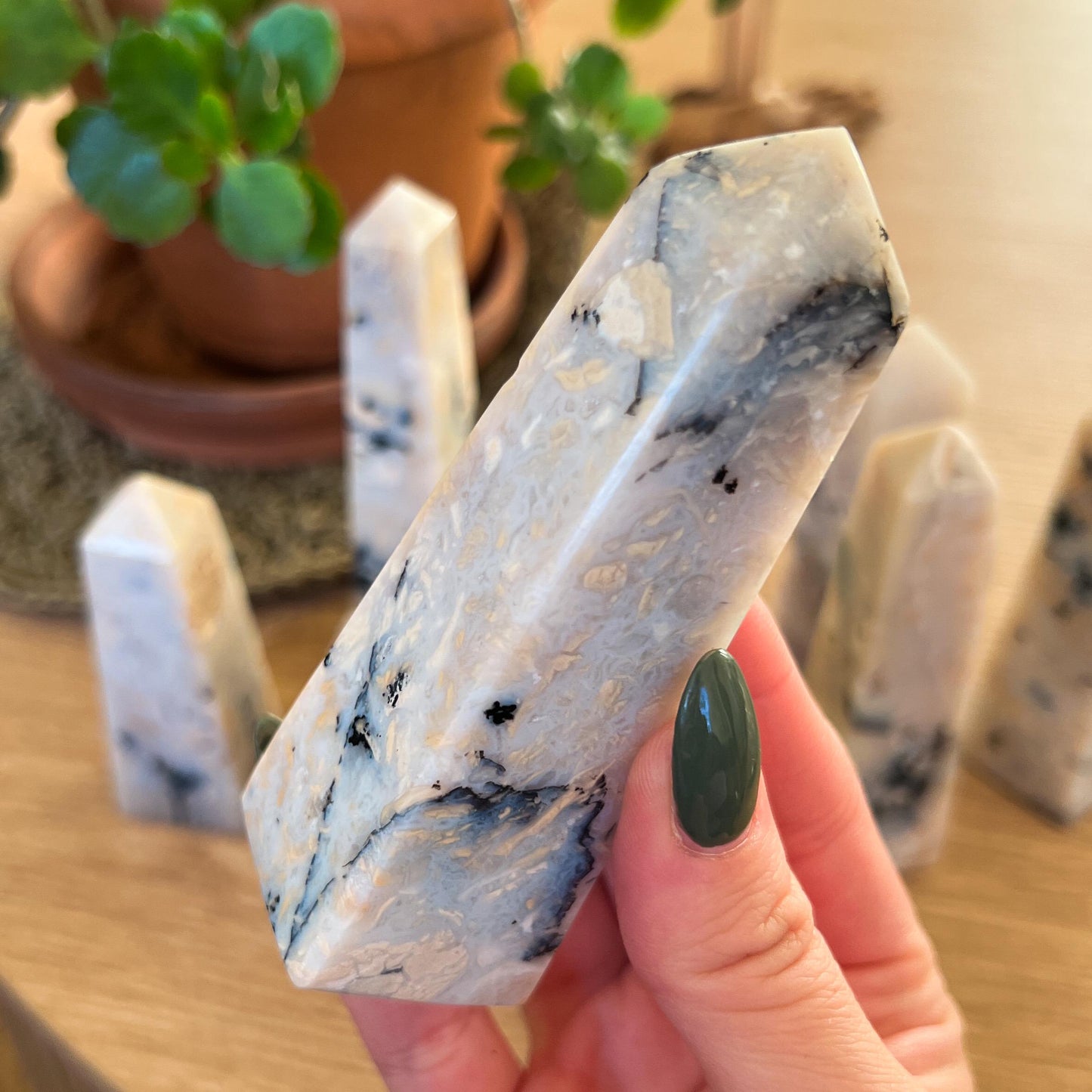 Snowy Dendritic Agate Tower