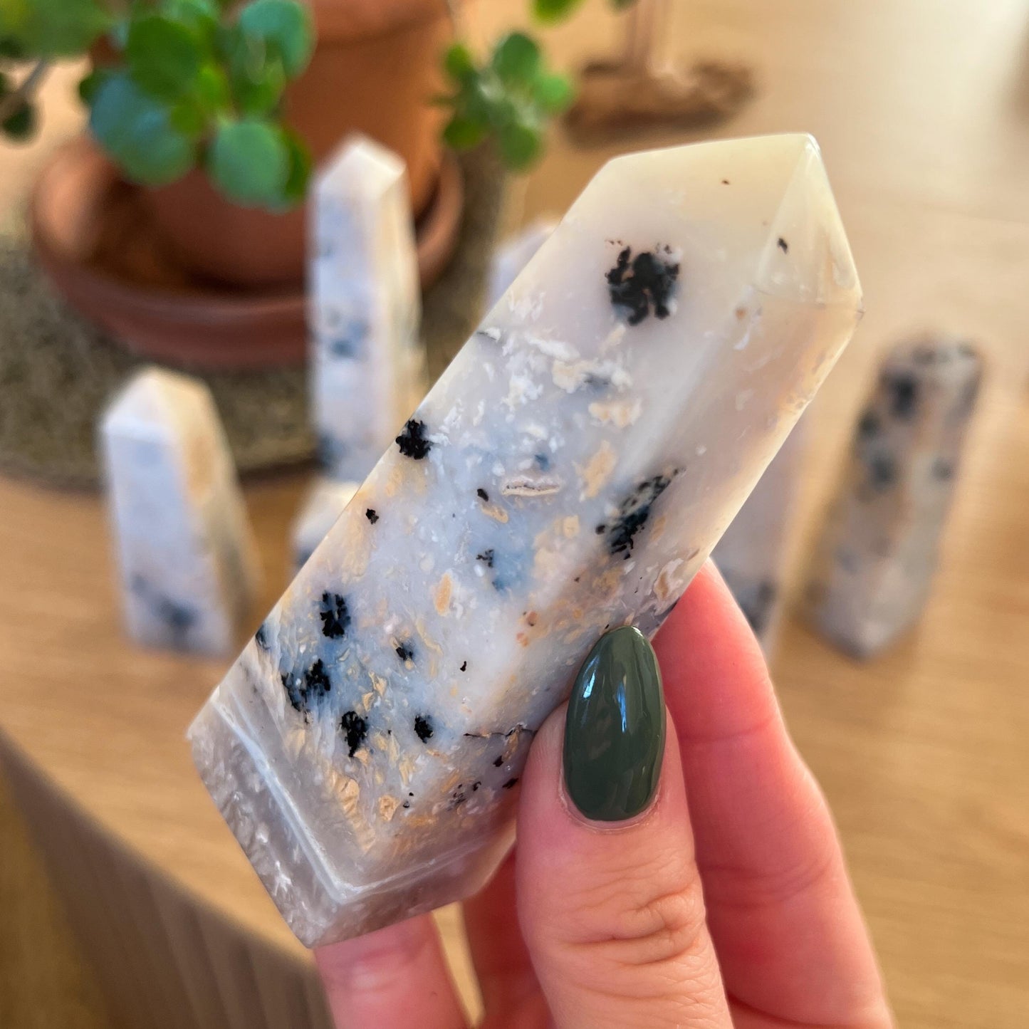 Snowy Dendritic Agate Tower