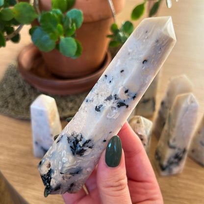 Snowy Dendritic Agate Tower