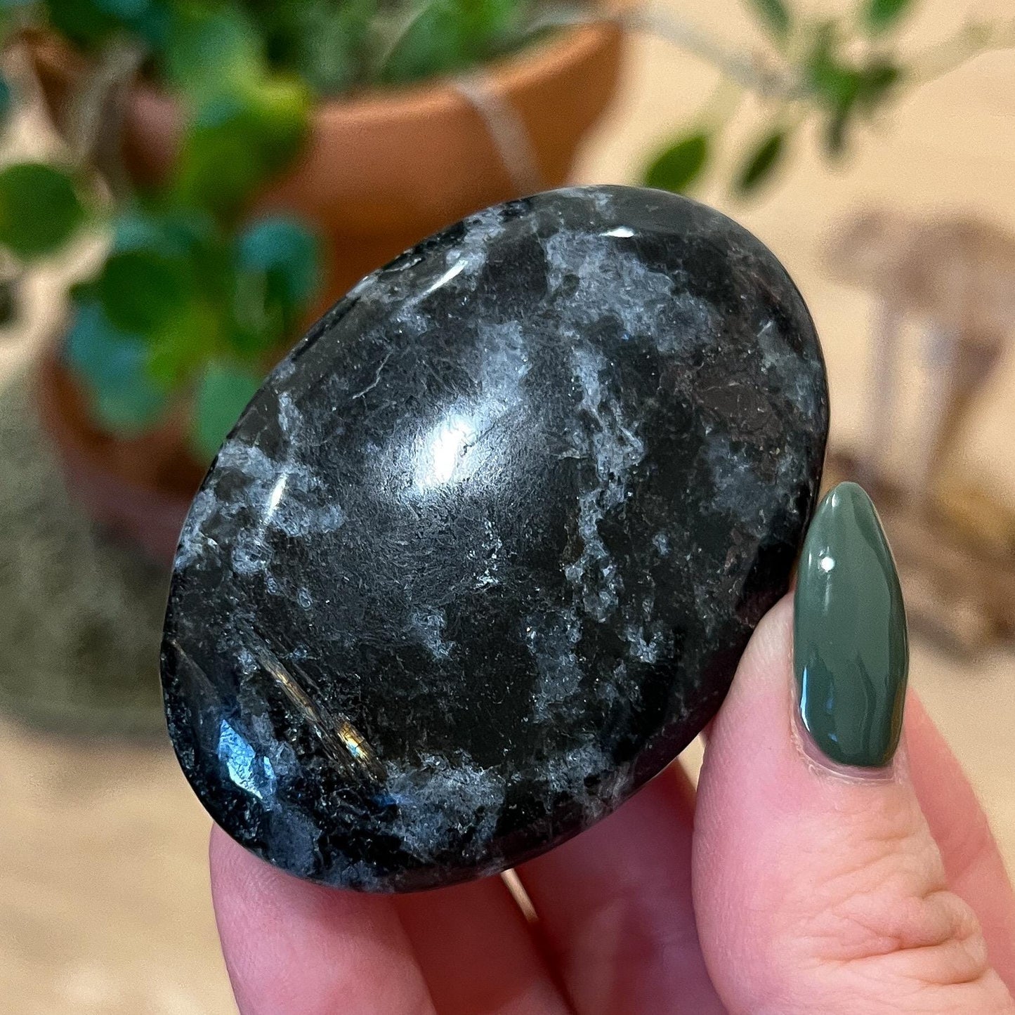 Arfvedsonite Palm Stone