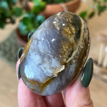 Purple Chalcedony Palm Stone