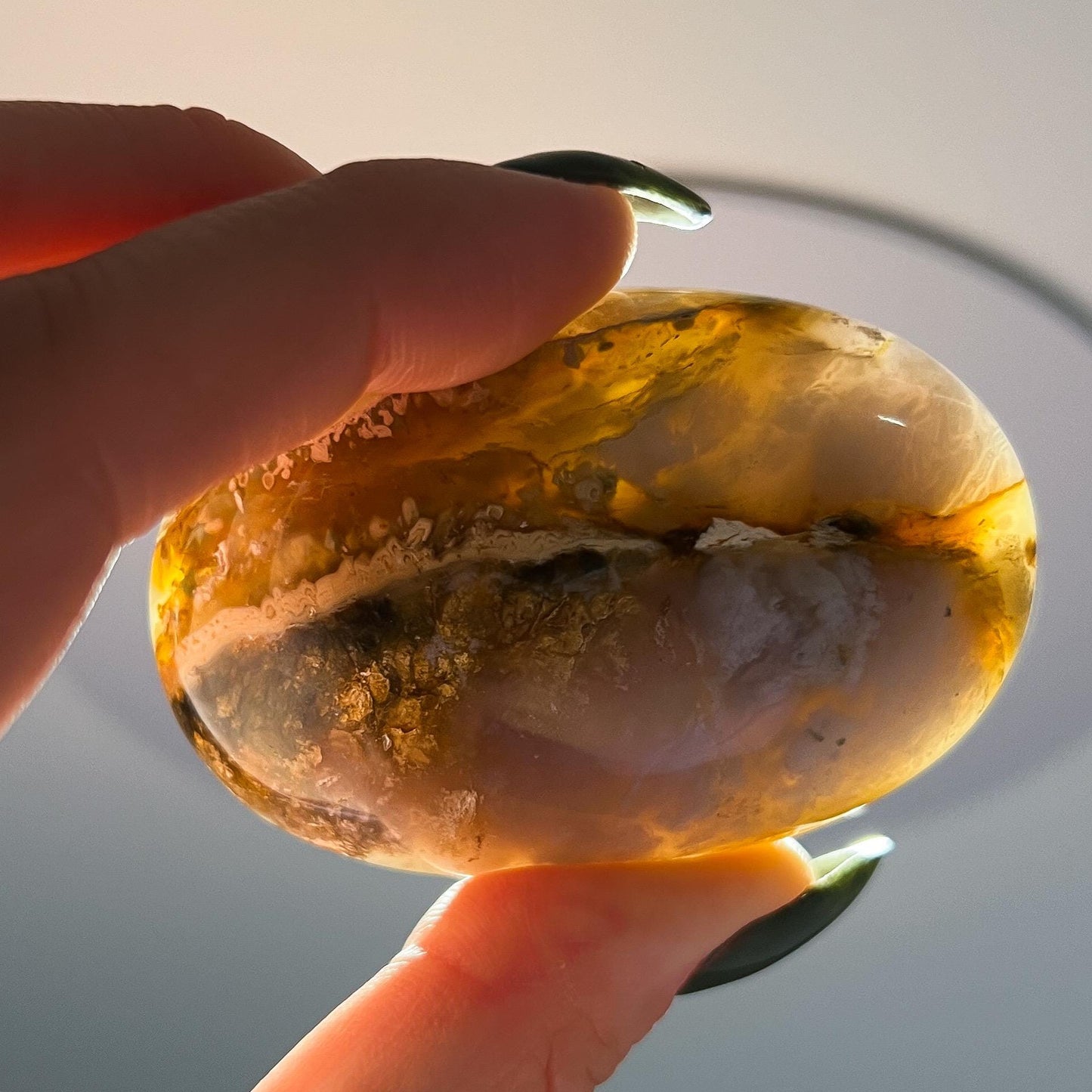 Purple Chalcedony Palm Stone