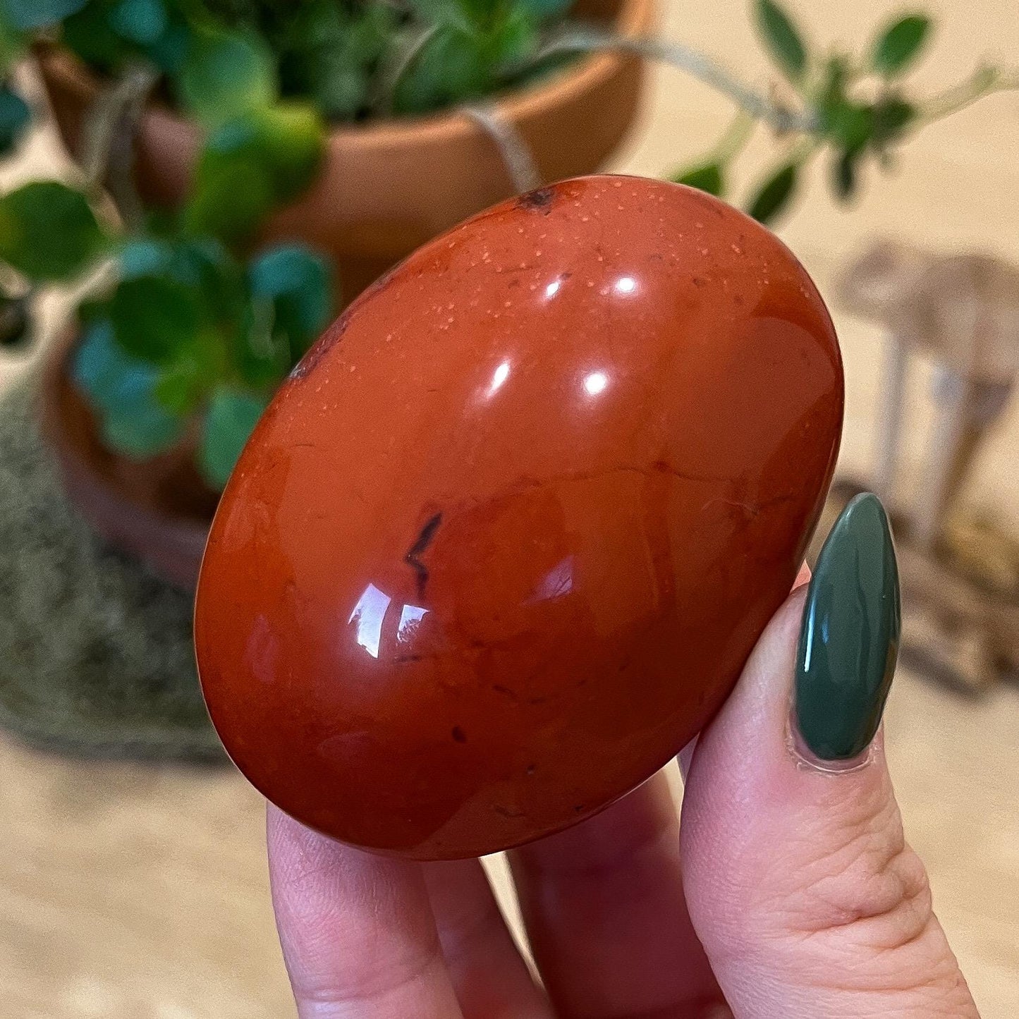Red Jasper Quartz Palm Stone