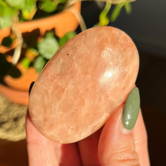 Peach Stilbite Palm Stones
