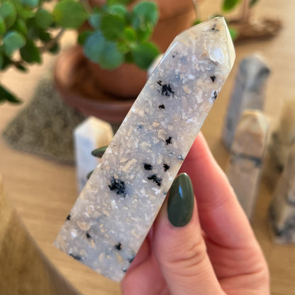 Snowy Dendritic Agate Tower