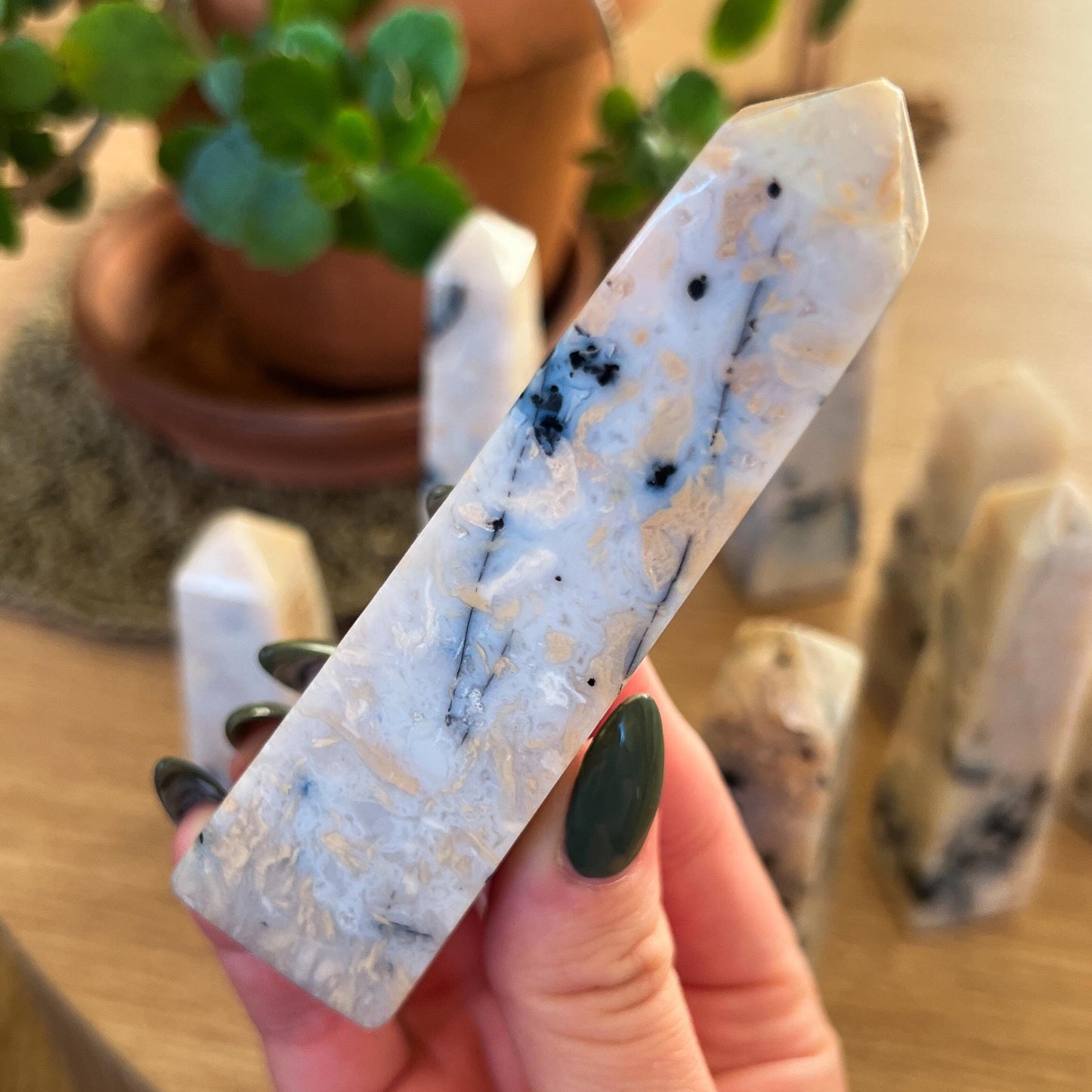 Snowy Dendritic Agate Tower