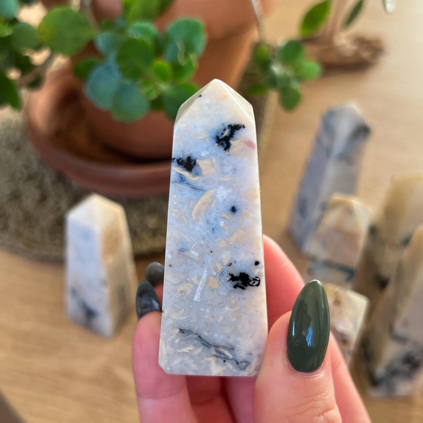 Snowy Dendritic Agate Tower