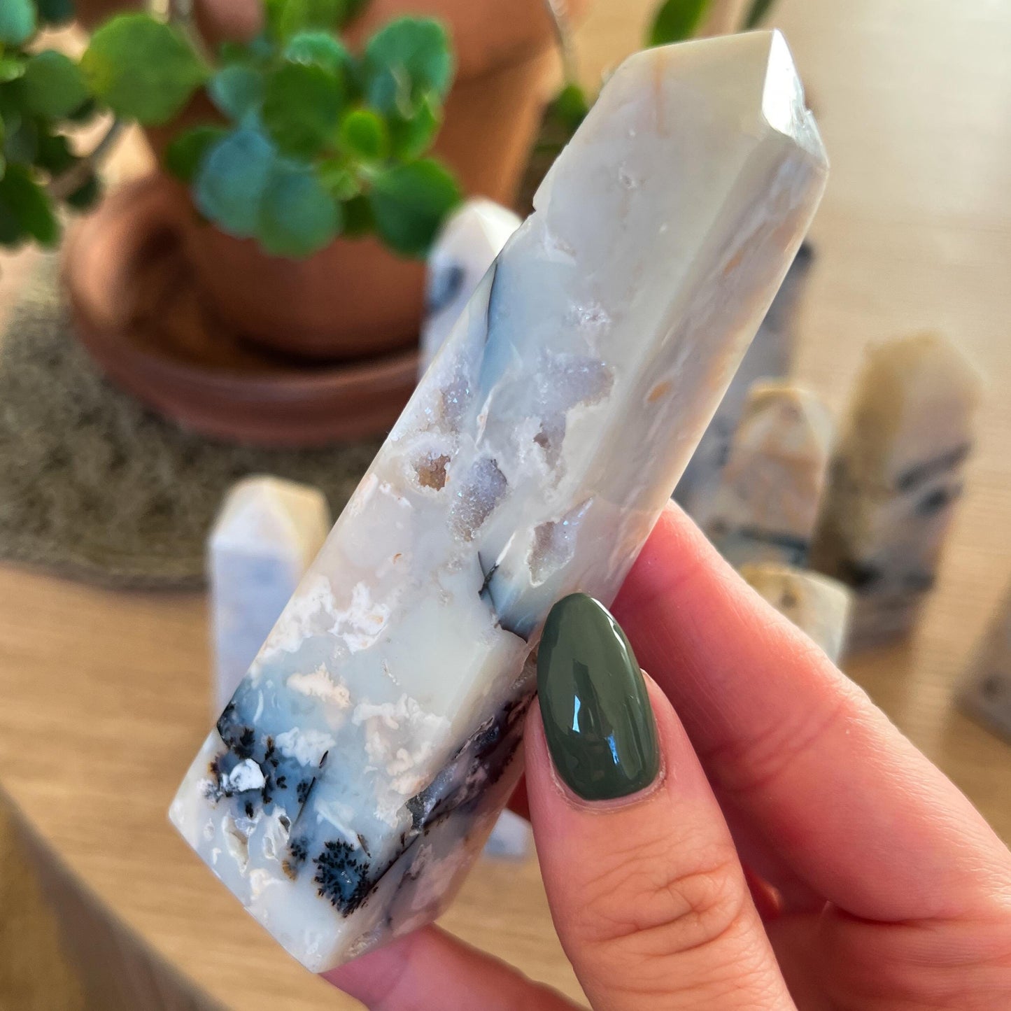 Snowy Dendritic Agate Tower