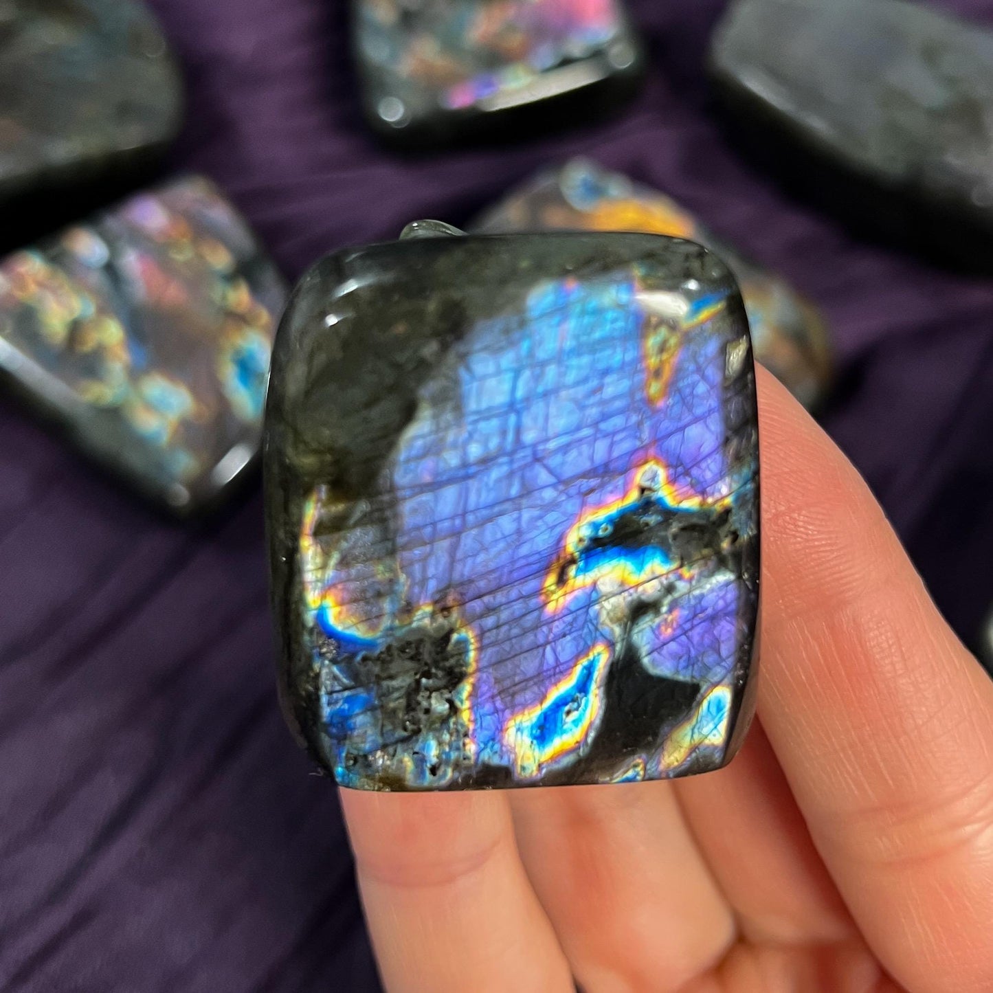 Purple Rainbow Labradorite Freeform, Third Eye Stone