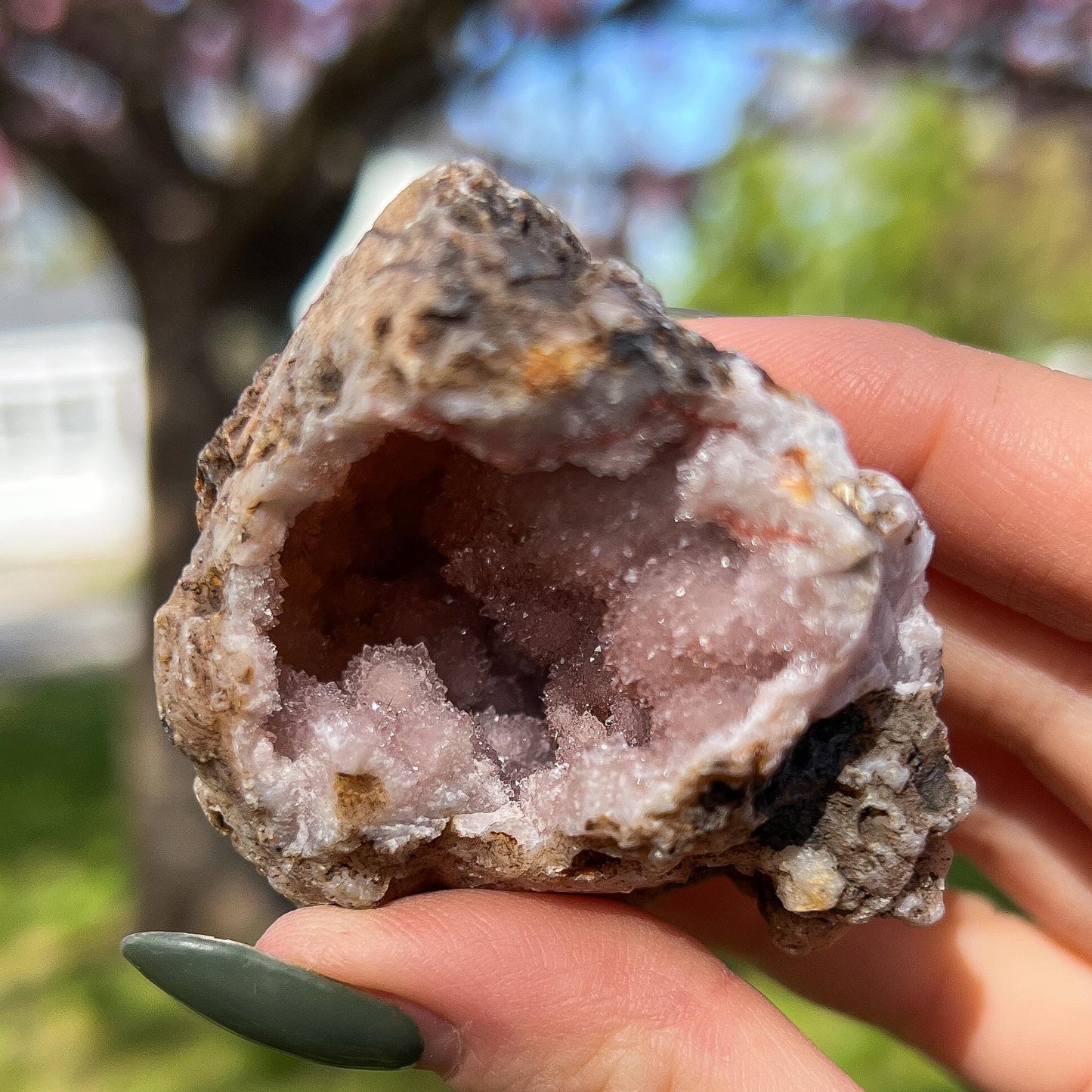 Pink Chalcedony Amethyst Nodule