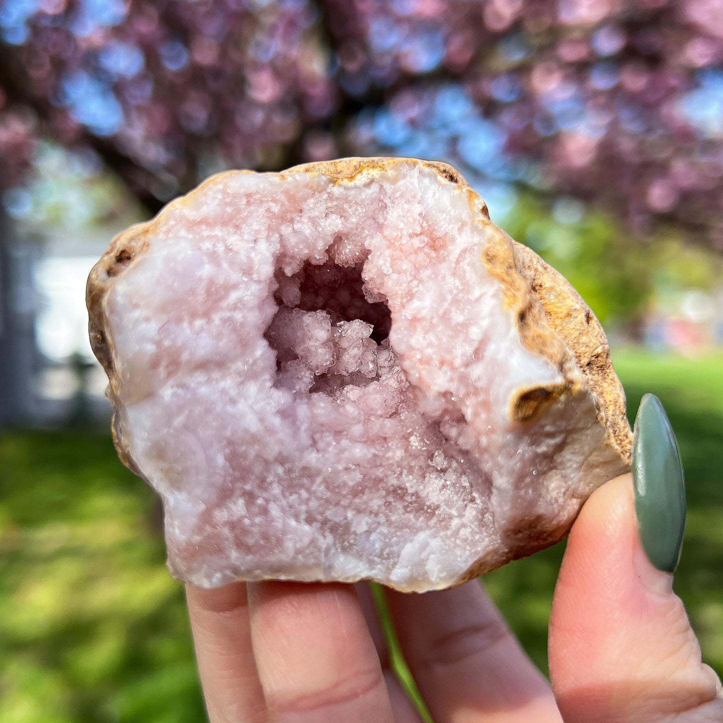 Pink Chalcedony Amethyst Nodule