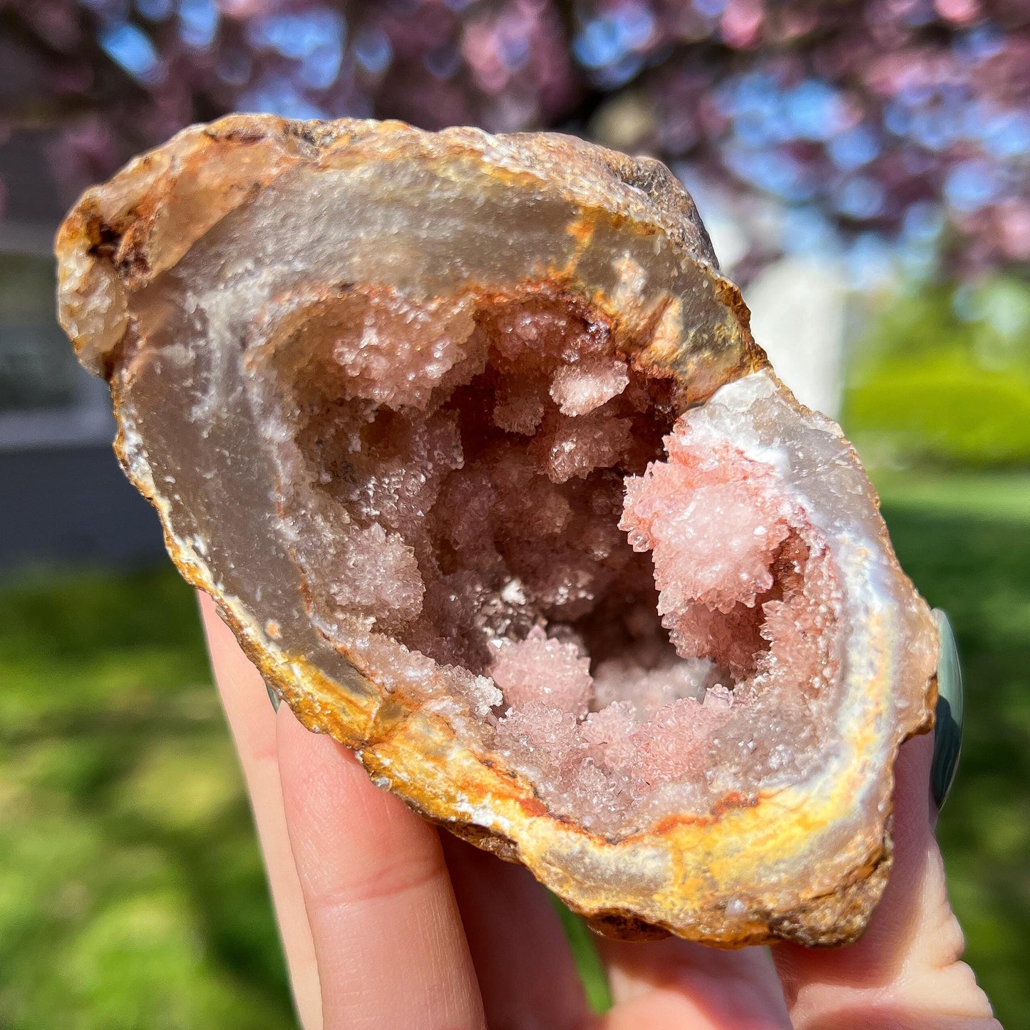 Pink Chalcedony Amethyst Nodule