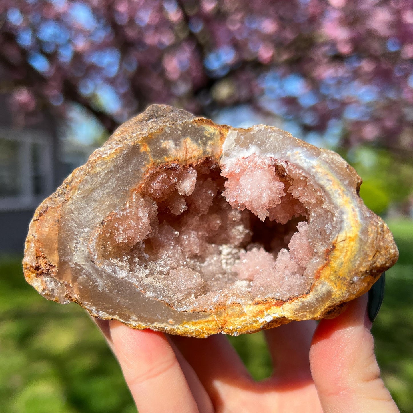 Pink Chalcedony Amethyst Nodule