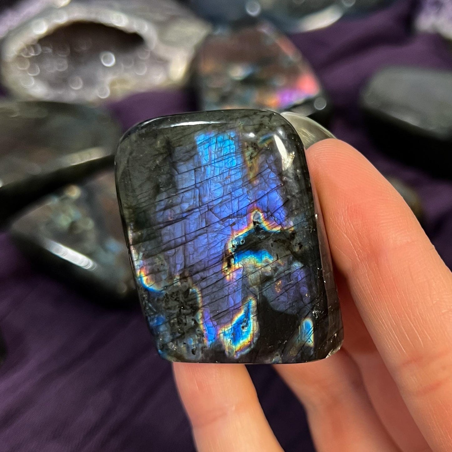 Purple Rainbow Labradorite Freeform, Third Eye Stone