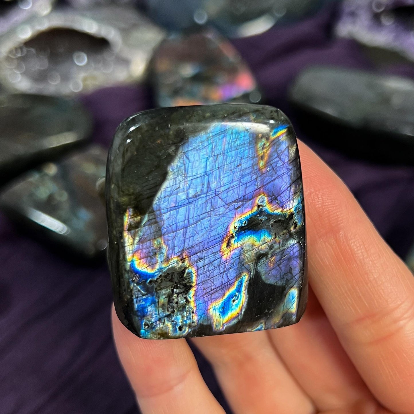 Purple Rainbow Labradorite Freeform, Third Eye Stone