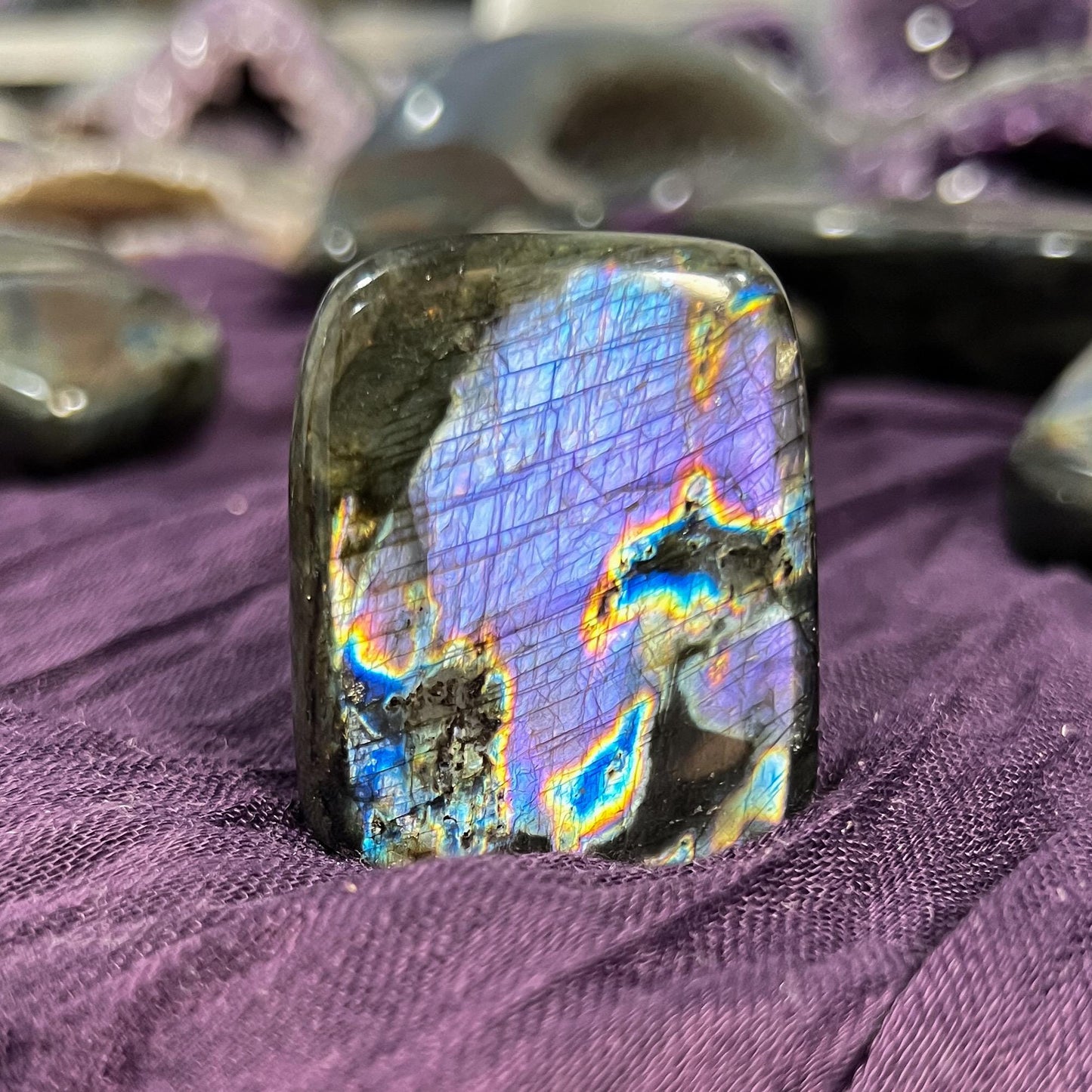 Purple Rainbow Labradorite Freeform, Third Eye Stone