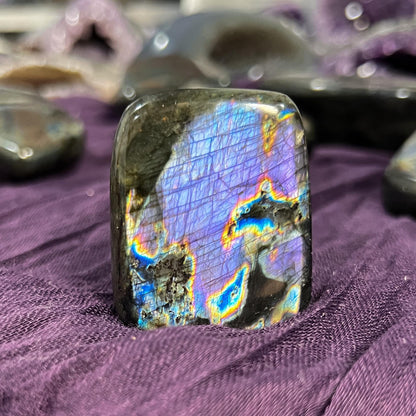Purple Rainbow Labradorite Freeform, Third Eye Stone