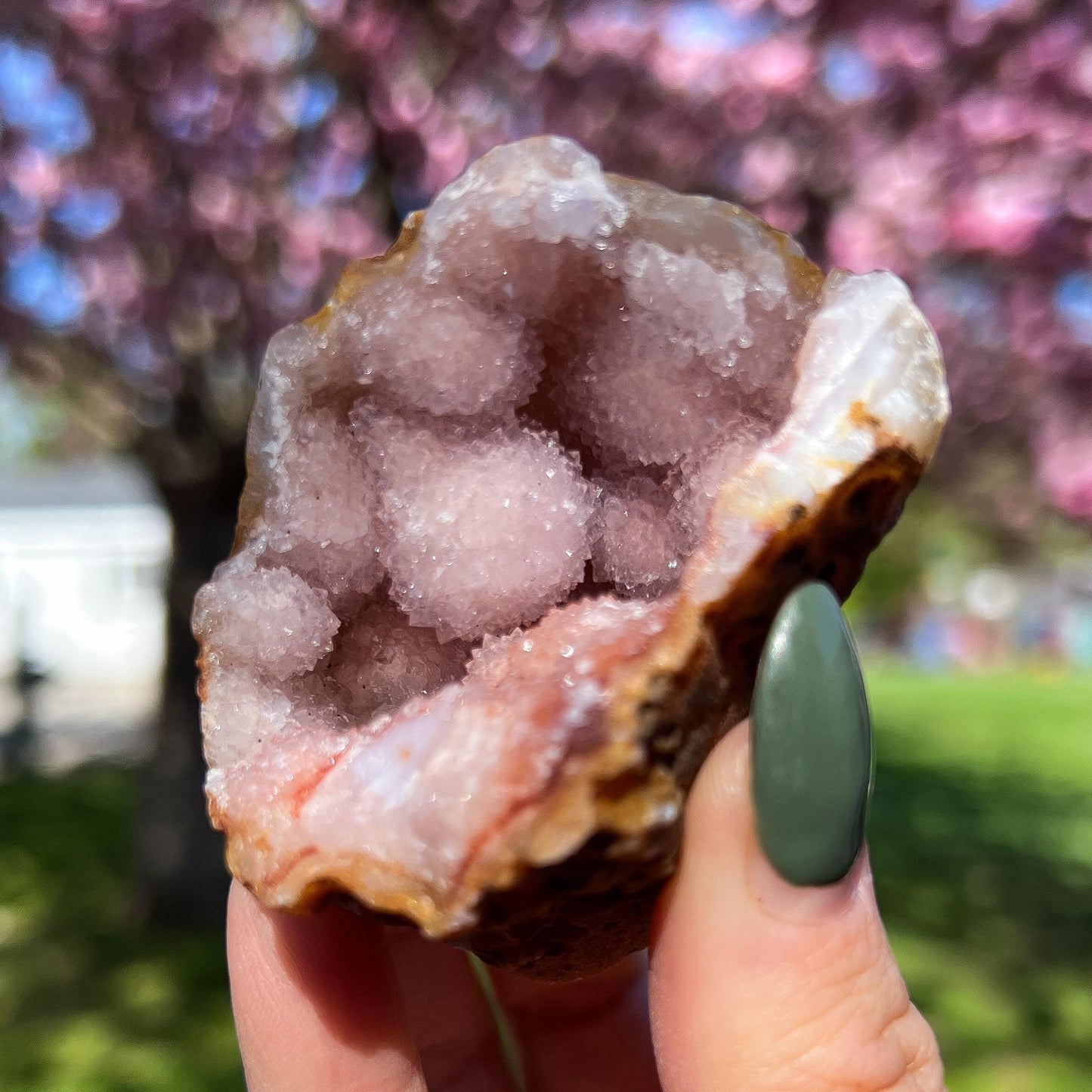 Pink Chalcedony Amethyst Nodule