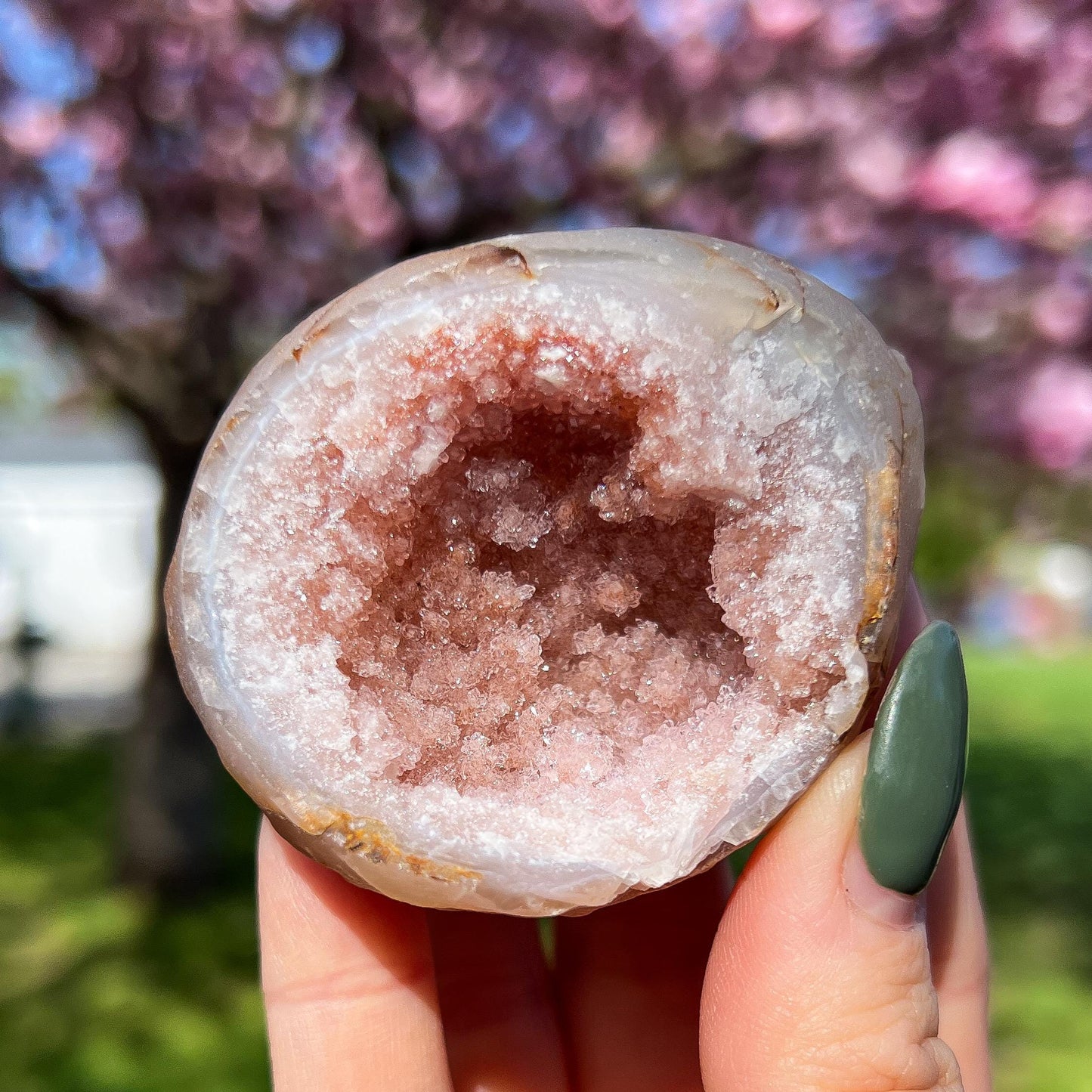 Pink Chalcedony Amethyst Nodule