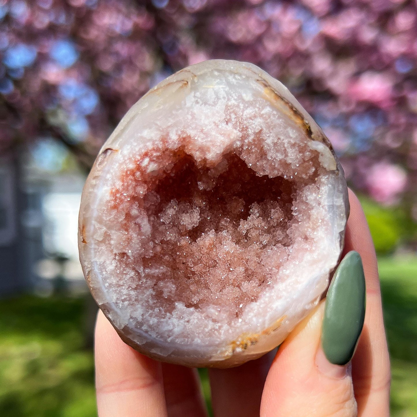 Pink Chalcedony Amethyst Nodule